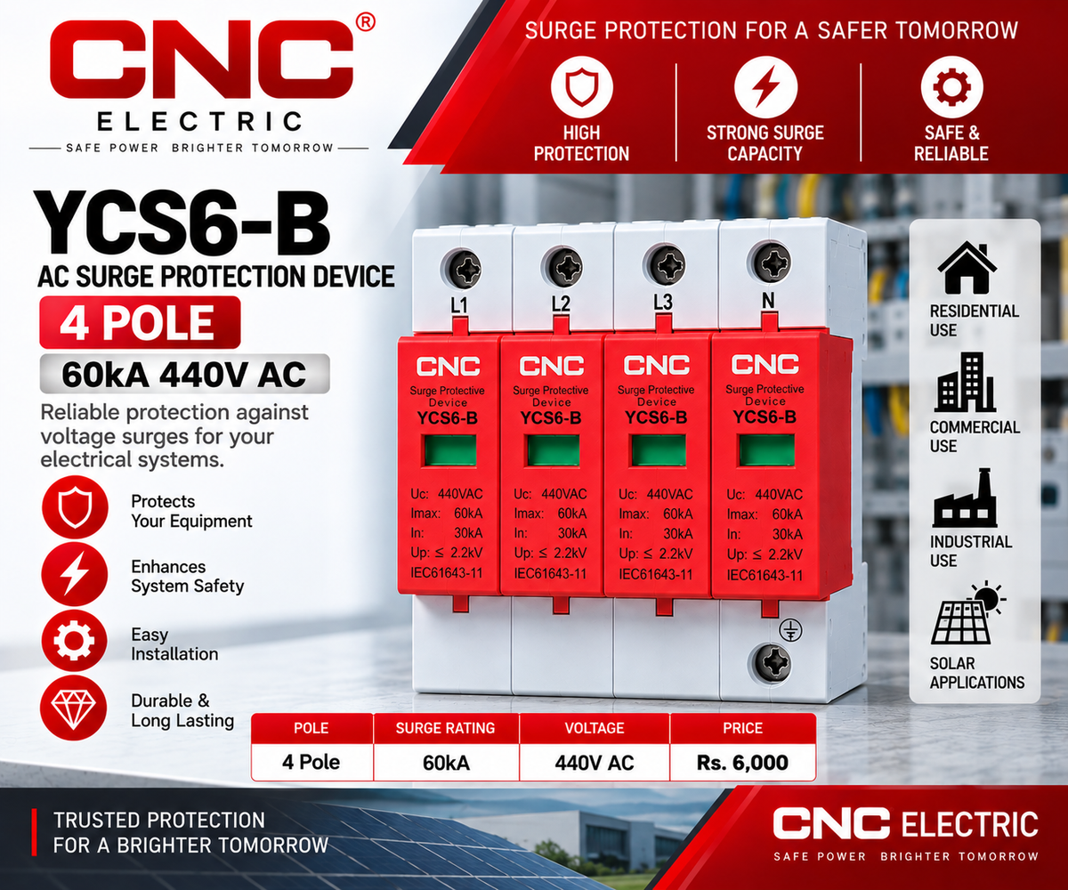 CNC YCS6-B 4 Pole 60kA 440V AC Surge Protection Device (SPD)