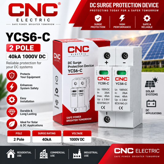 CNC YCS6-C 2 Pole 40kA 1000V DC Surge Protection Device (SPD)