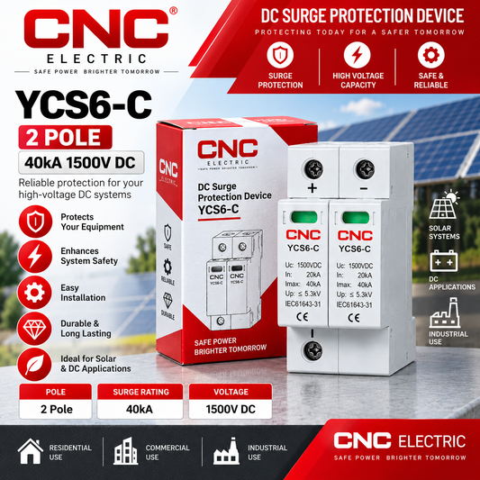 CNC YCS6-C 2 Pole 40kA 1500V DC Surge Protection Device (SPD)