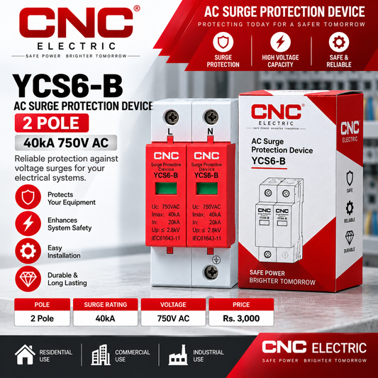 CNC YCS6-B 2 Pole 40kA 750V AC Surge Protection Device (SPD)