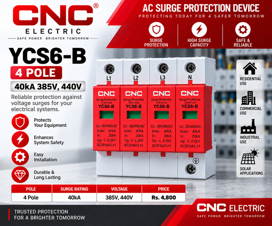 CNC YCS6-B 4 Pole 40kA AC Surge Protection Device – 385V / 440V