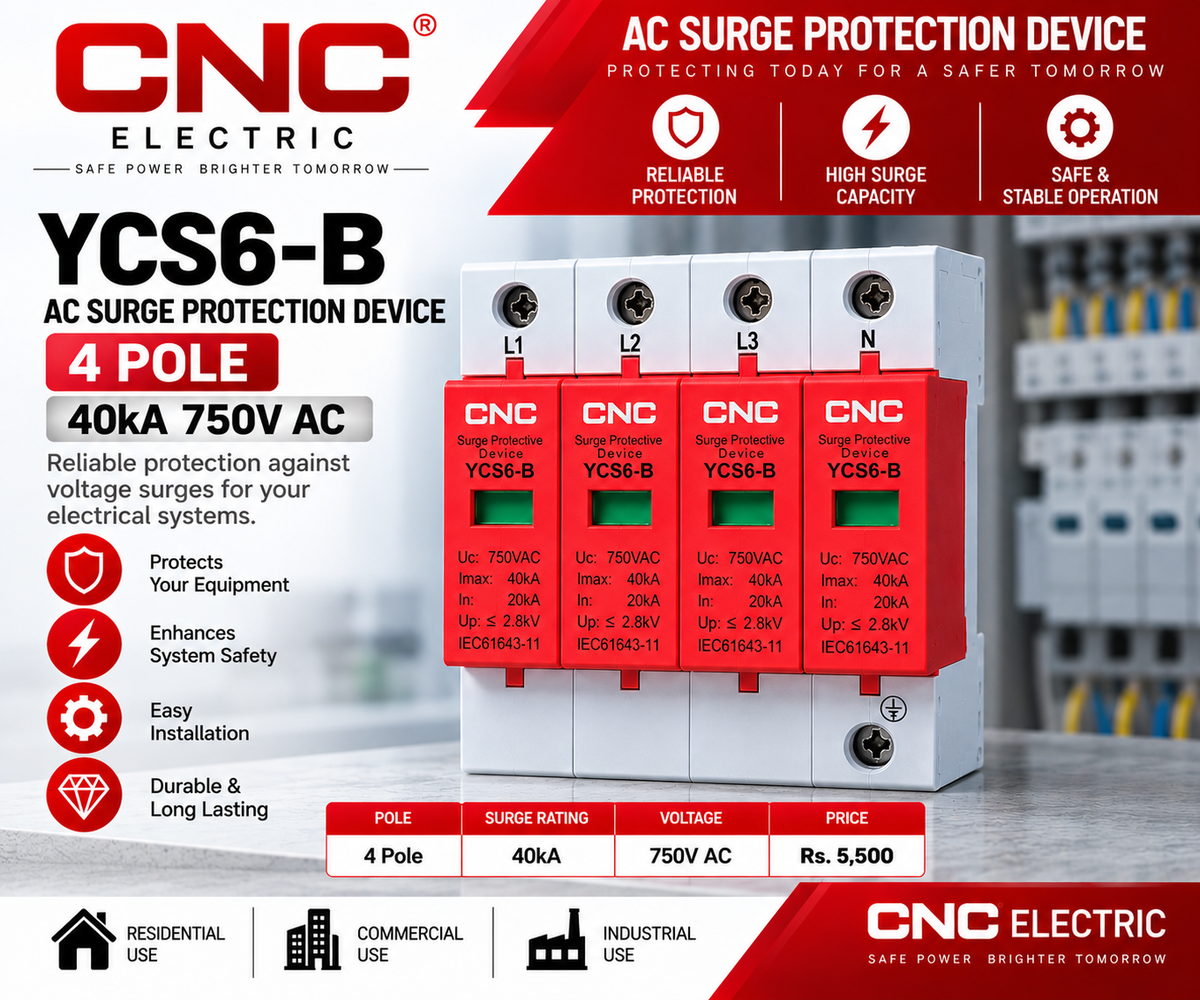 CNC YCS6-B 4 Pole 40kA 750V AC Surge Protection Device (SPD)