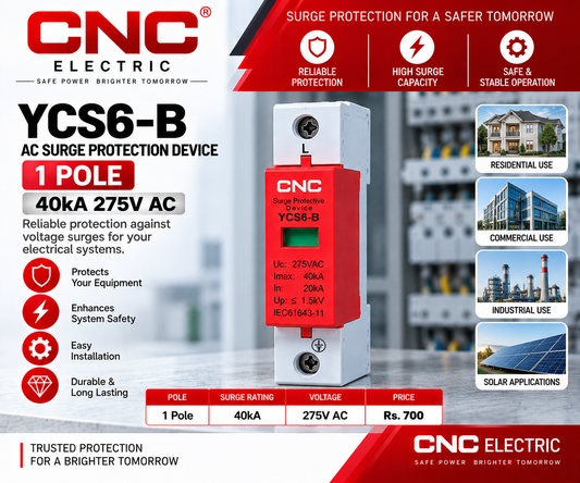 CNC YCS6-B 1 Pole 40kA 275V AC Surge Protection Device (SPD)